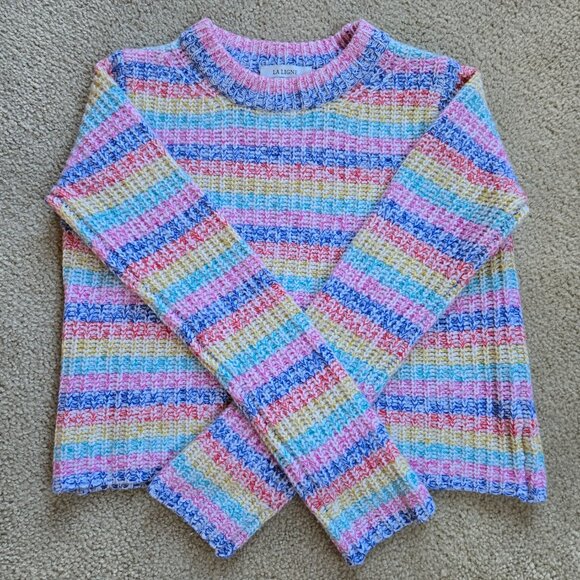 NWOT La Ligne Cherie Wool Cashmere Striped Pastel Sweater Medium - Picture 2 of 11